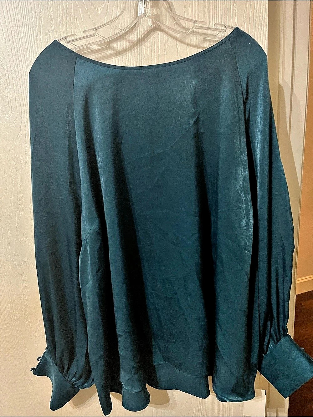 Maurices Satin Blouse Teal Long Sleeve